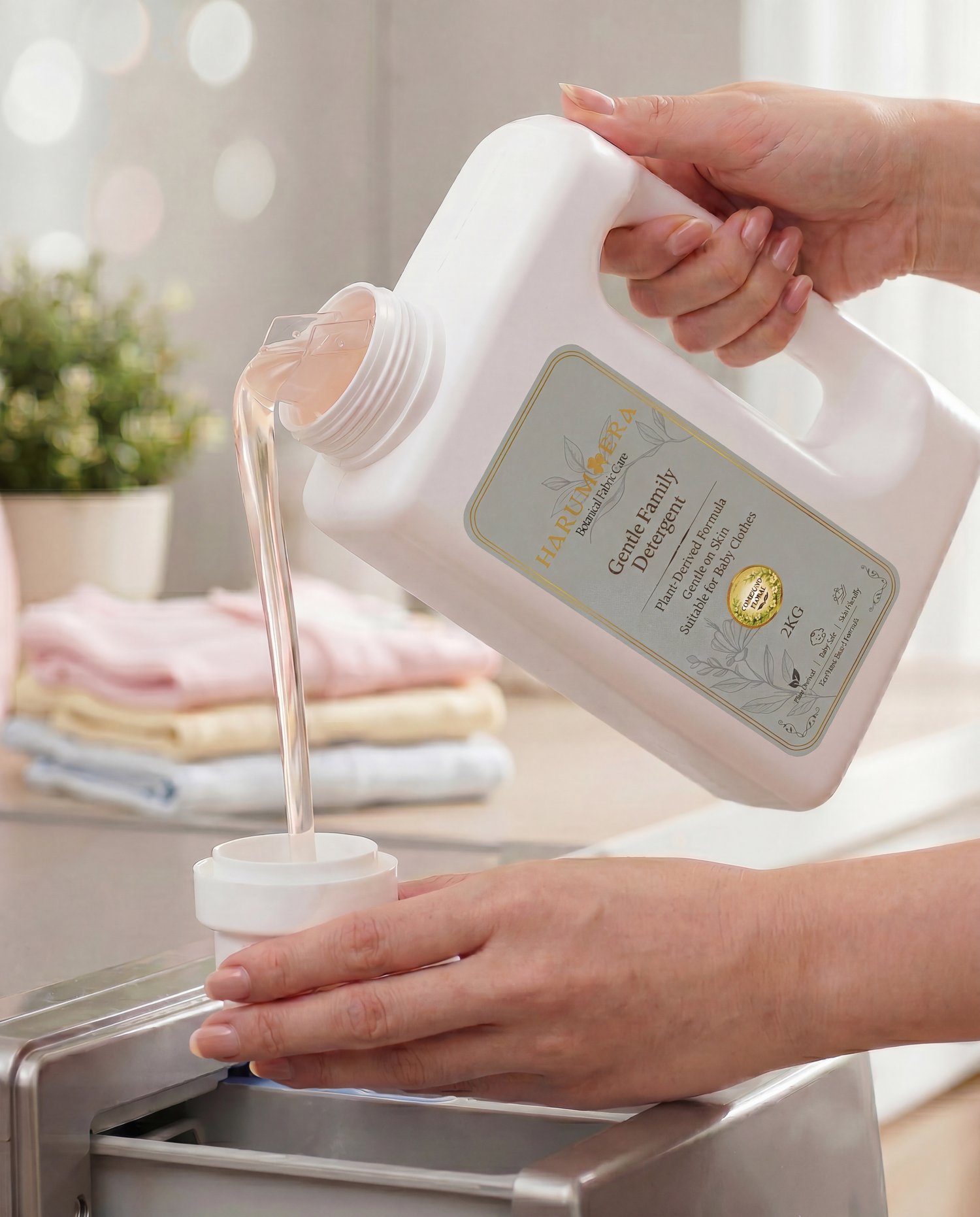 HarumEra detergent in a warm laundry setting
